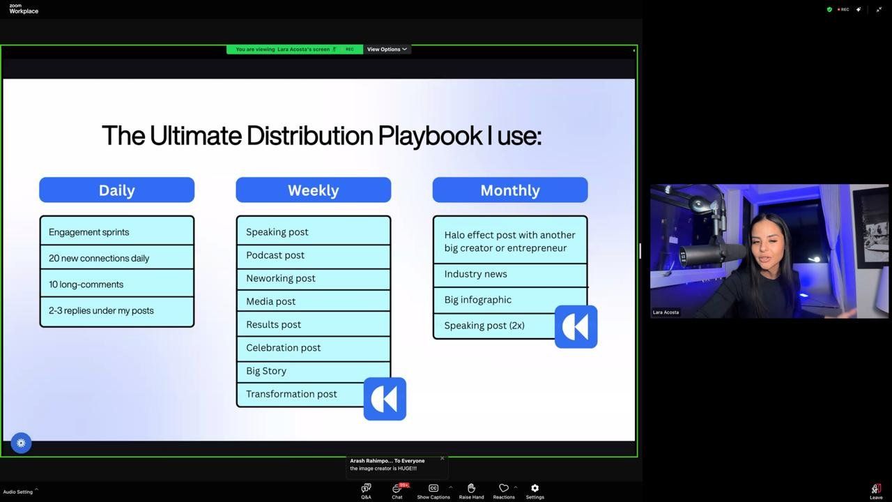 Screenshot from Lara Acosta's webinar: How to Turn Content into Clients