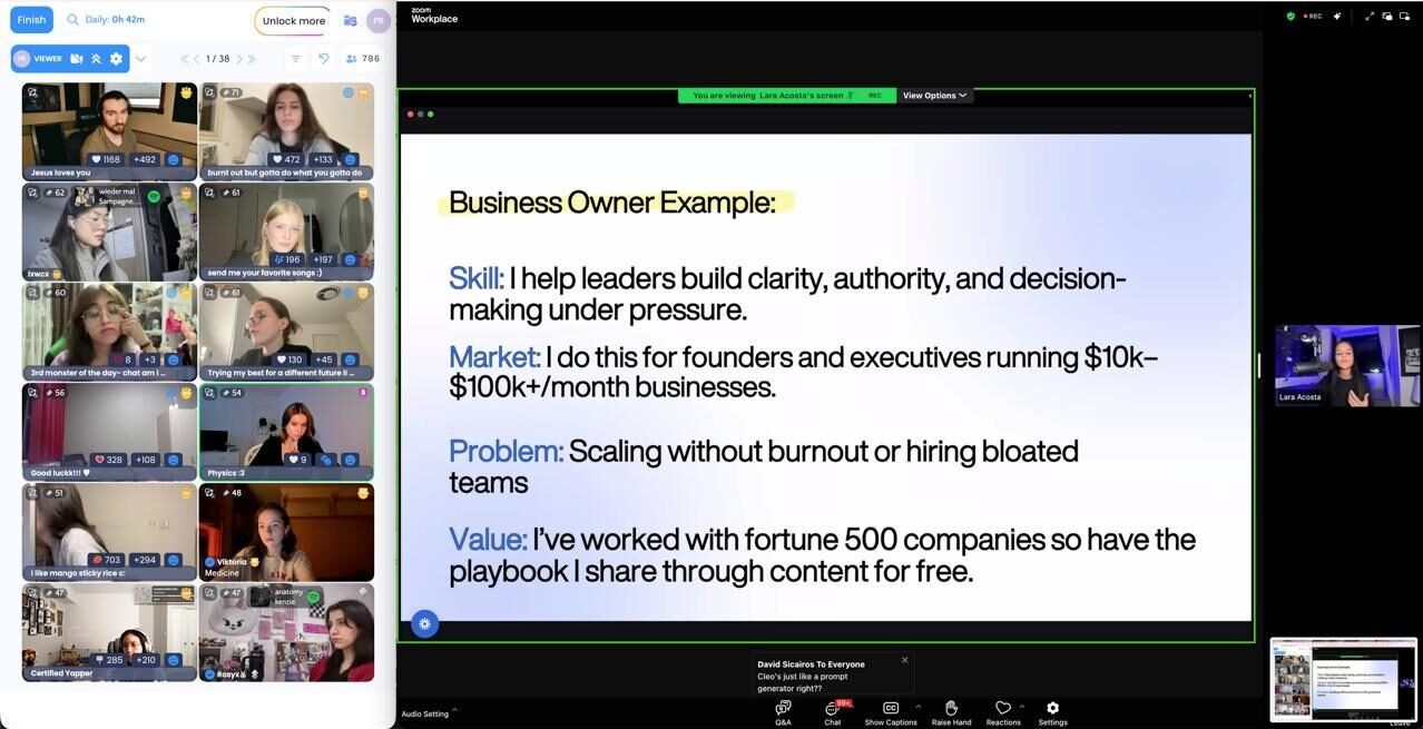 Screenshot from Lara Acosta's webinar: How to Turn Content into Clients