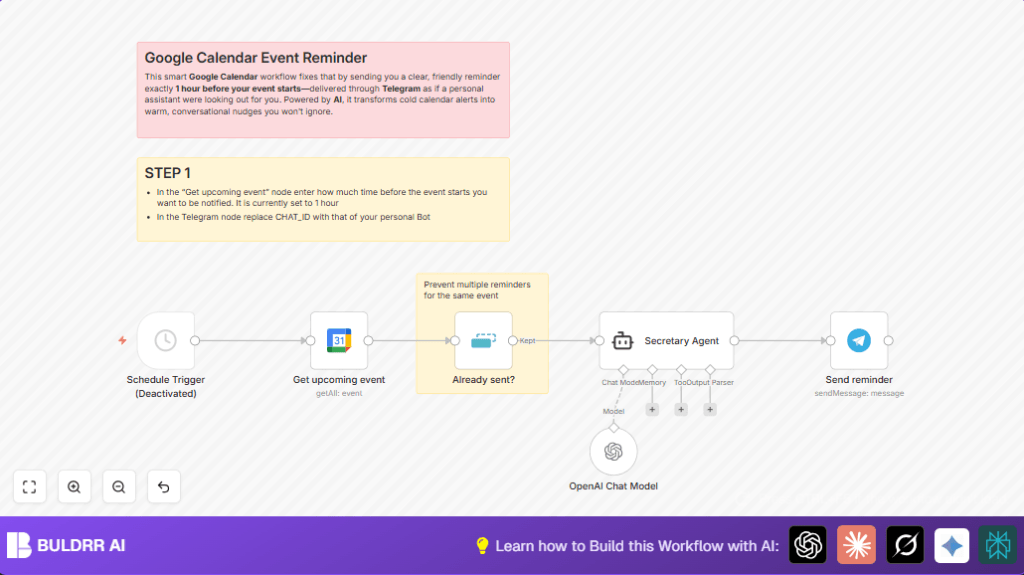 Automate Google Calendar reminders with n8n and AI