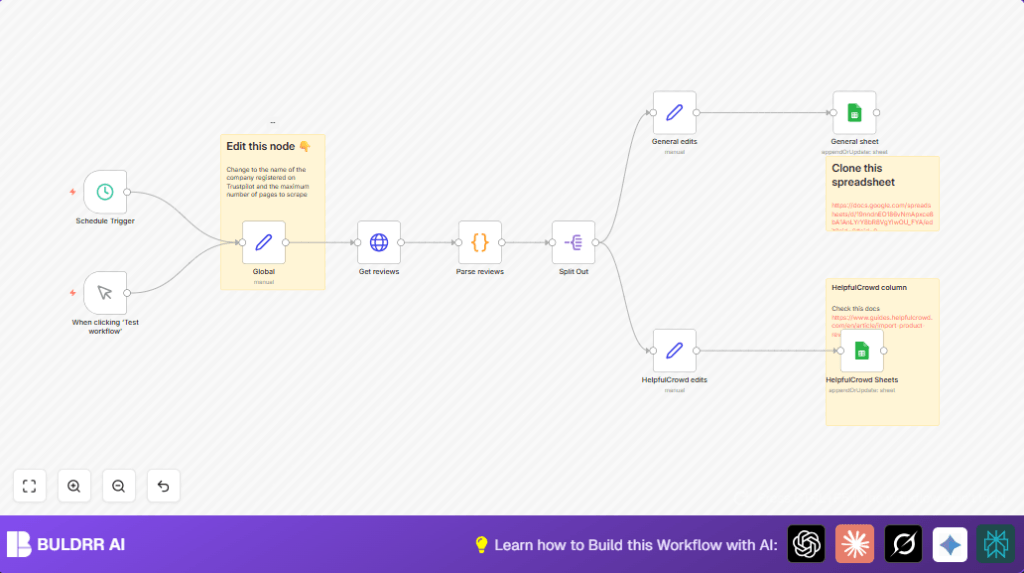 Scrape Trustpilot reviews with n8n and Google Sheets