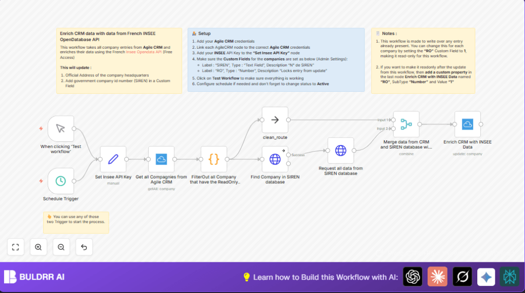 Automate Agile CRM with n8n and INSEE API