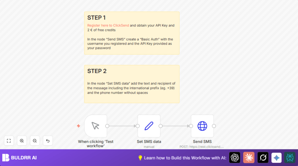 Send SMS worldwide with n8n and ClickSend API